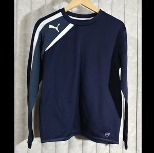 PUMA Athletic LS Navy Blue LS Logo Shirt Small